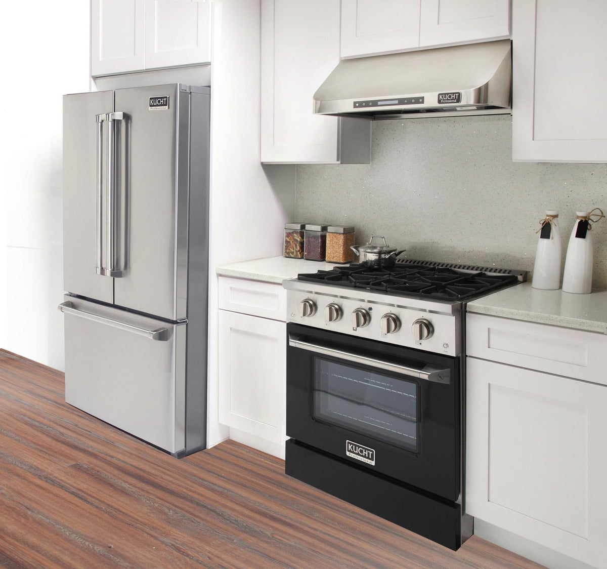 Kucht 30-Inch 4.2 Cu. Ft. Gas Range - Sealed Burners and Convection Oven in Black KNG301-K