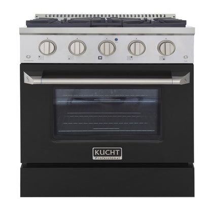Kucht 30-Inch 4.2 Cu. Ft. Gas Range - Sealed Burners and Convection Oven in Black KNG301-K