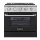 Kucht 30-Inch 4.2 Cu. Ft. Gas Range - Sealed Burners and Convection Oven in Black KNG301-K
