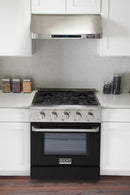 Kucht 30-Inch 4.2 Cu. Ft. Gas Range - Sealed Burners and Convection Oven in Black KNG301-K