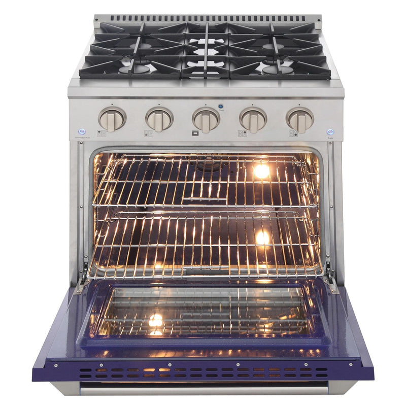 Kucht 30-Inch 4.2 Cu. Ft. Gas Range - Sealed Burners and Convection Oven in Blue KNG301-B