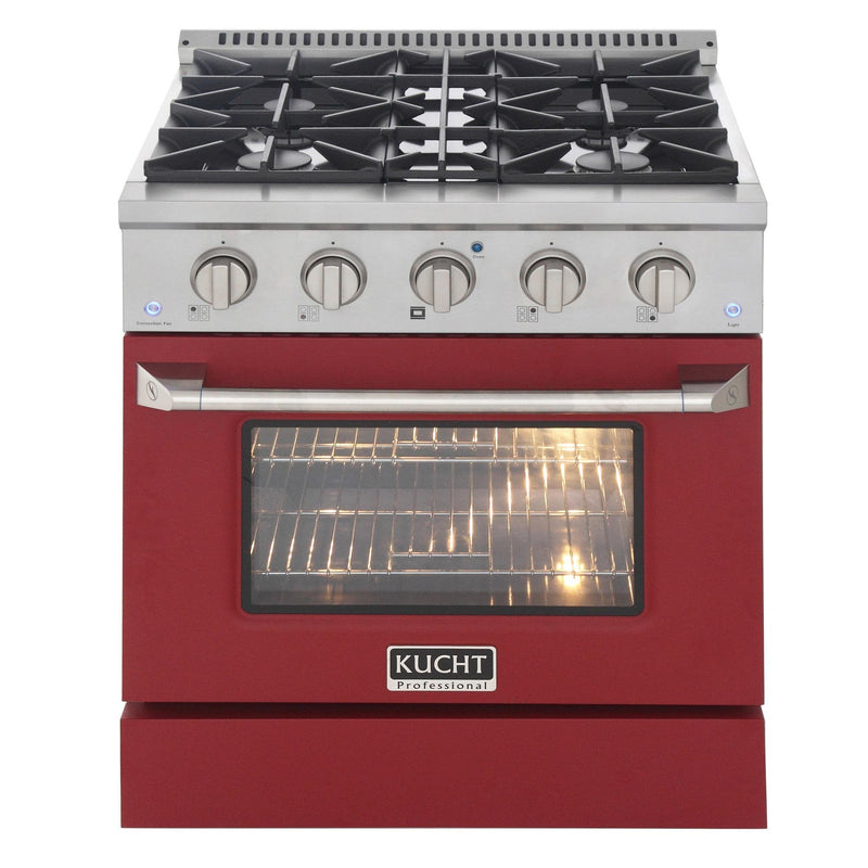 Kucht 30-Inch 4.2 Cu. Ft. Gas Range - Sealed Burners and Convection Oven in Red KNG301-R