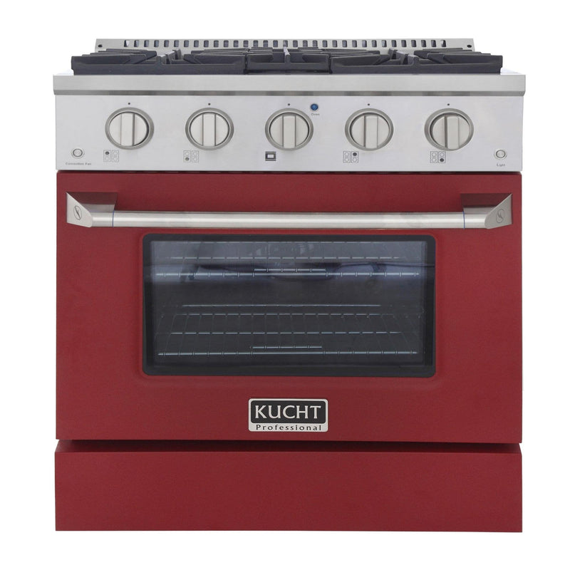 Kucht 30-Inch 4.2 Cu. Ft. Gas Range - Sealed Burners and Convection Oven in Red KNG301-R