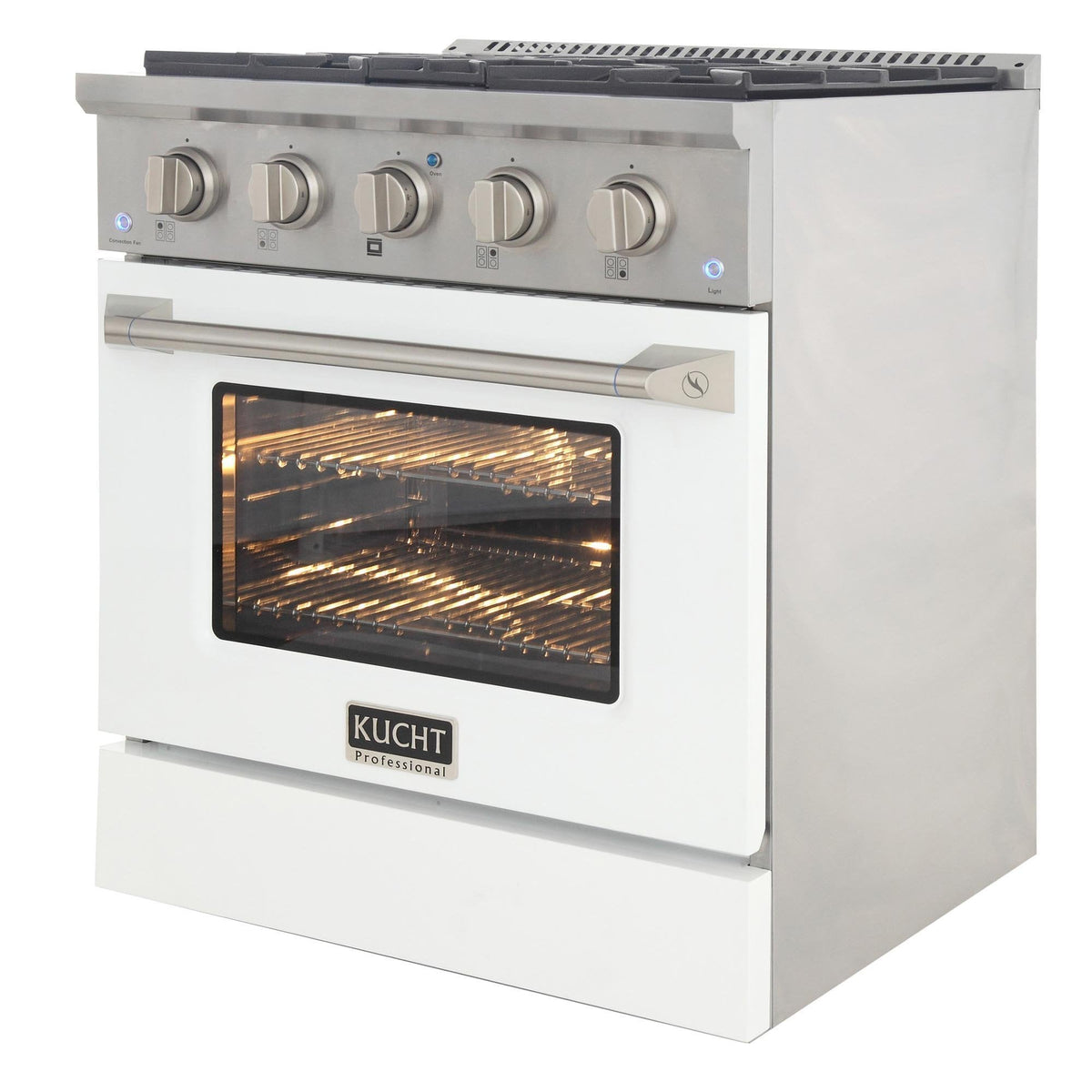 Kucht 30-Inch 4.2 Cu. Ft. Gas Range - Sealed Burners and Convection Oven in White KNG301-W