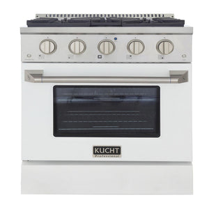 Kucht 30-Inch 4.2 Cu. Ft. Gas Range - Sealed Burners and Convection Oven in White KNG301-W