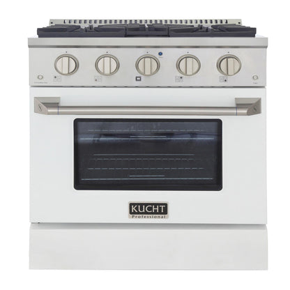 Kucht 30-Inch 4.2 Cu. Ft. Gas Range - Sealed Burners and Convection Oven in White KNG301-W