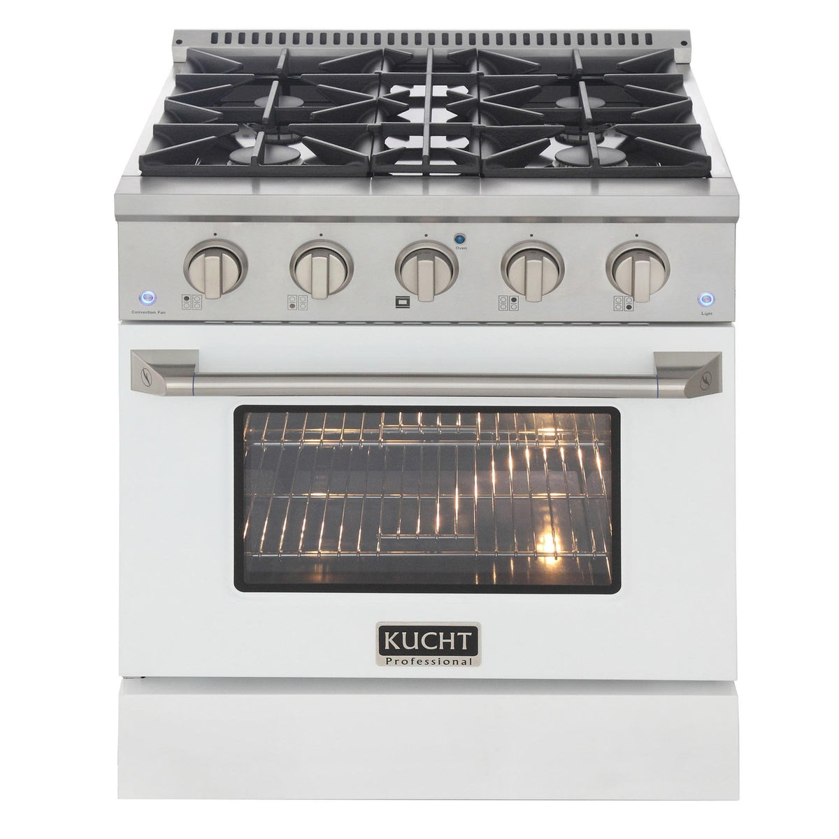 Kucht 30-Inch 4.2 Cu. Ft. Gas Range - Sealed Burners and Convection Oven in White KNG301-W