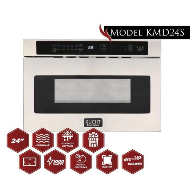 Kucht Professional 36 in. 5.2 cu ft. Natural Gas Range, Range Hood & Microwave Drawer Package, AP-KNG361-S-3