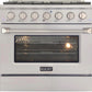 Kucht Professional 36 in. 5.2 cu ft. Natural Gas Range, Range Hood & Microwave Drawer Package, AP-KNG361-S-7