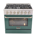 Kucht 36-Inch 5.2 Cu. Ft. Gas Range - Sealed Burners and Convection Oven in Green KNG361-G