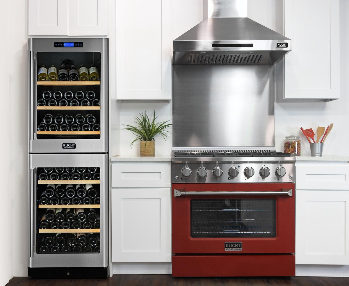 Kucht 36-Inch 5.2 Cu. Ft. Gas Range - Sealed Burners and Convection Oven in Red KNG361-R