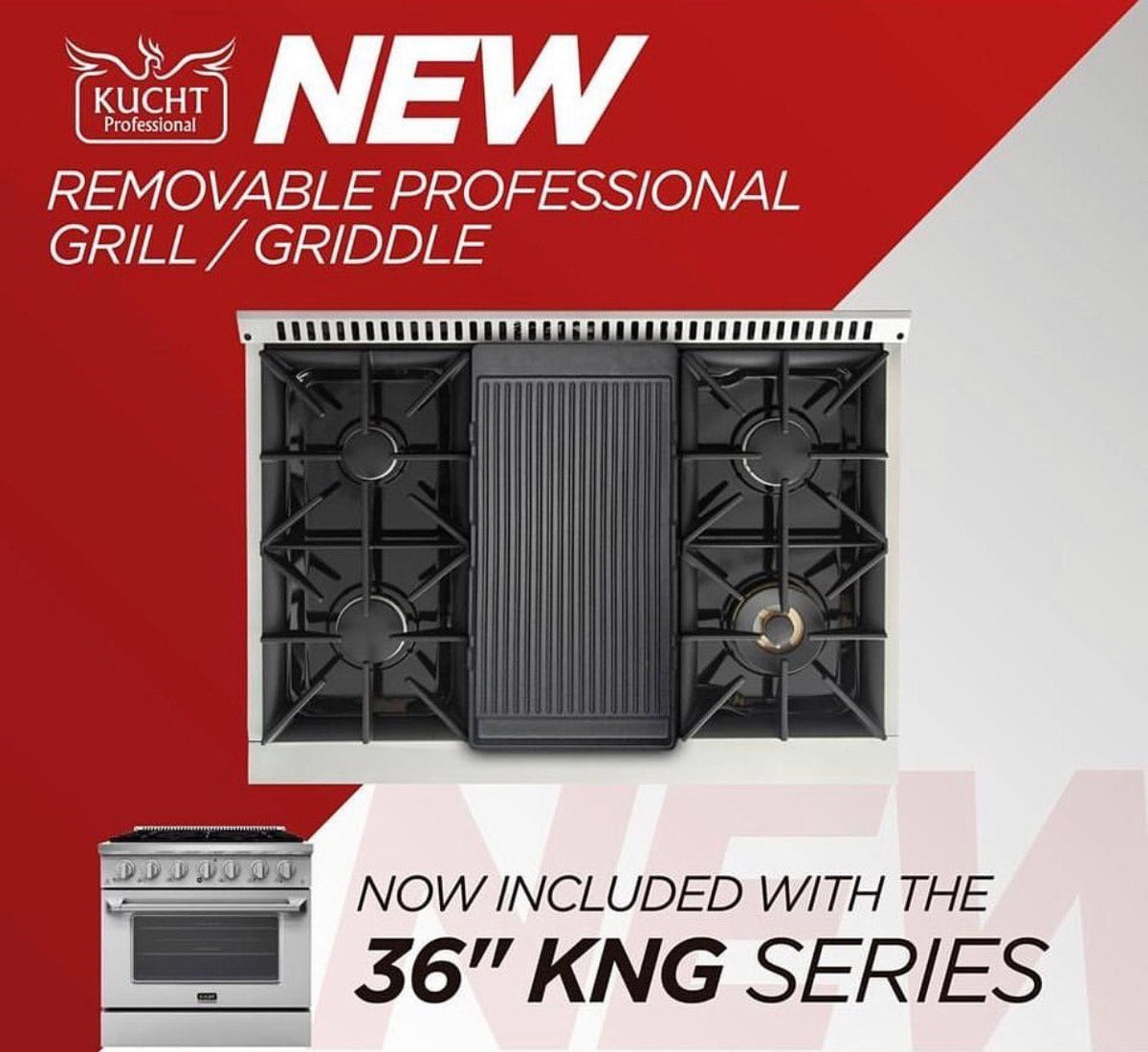 Kucht 36-Inch 5.2 Cu. Ft. Range - Sealed Burners and Convection Oven in Black KNG361-K