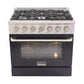 Kucht 36-Inch 5.2 Cu. Ft. Range - Sealed Burners and Convection Oven in Black KNG361-K