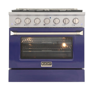 Kucht 36-Inch 5.2 Cu. Ft. Range - Sealed Burners and Convection Oven in Blue KNG361-B