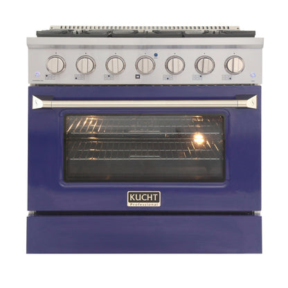 Kucht 36-Inch 5.2 Cu. Ft. Range - Sealed Burners and Convection Oven in Blue KNG361-B
