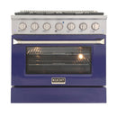 Kucht 36-Inch 5.2 Cu. Ft. Range - Sealed Burners and Convection Oven in Blue KNG361-B