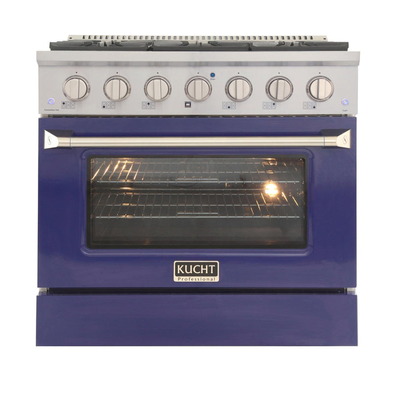 Kucht 36-Inch 5.2 Cu. Ft. Range - Sealed Burners and Convection Oven in Blue KNG361-B