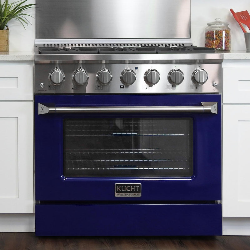 Kucht 36-Inch 5.2 Cu. Ft. Range - Sealed Burners and Convection Oven in Blue KNG361-B