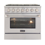 Kucht 36-Inch 5.2 Cu. Ft. Range - Sealed Burners and Convection Oven in Stainless Steel KNG361-S