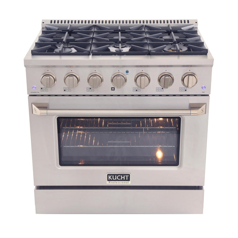Kucht 36-Inch 5.2 Cu. Ft. Range - Sealed Burners and Convection Oven in Stainless Steel KNG361-S