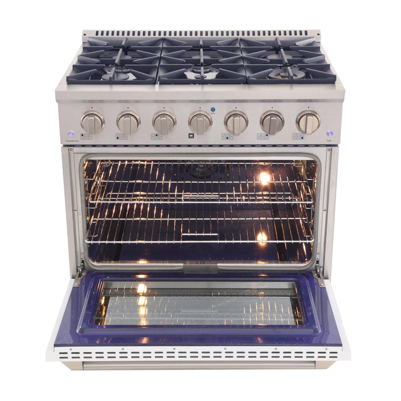 Kucht 36-Inch 5.2 Cu. Ft. Range - Sealed Burners and Convection Oven in White KNG361-W