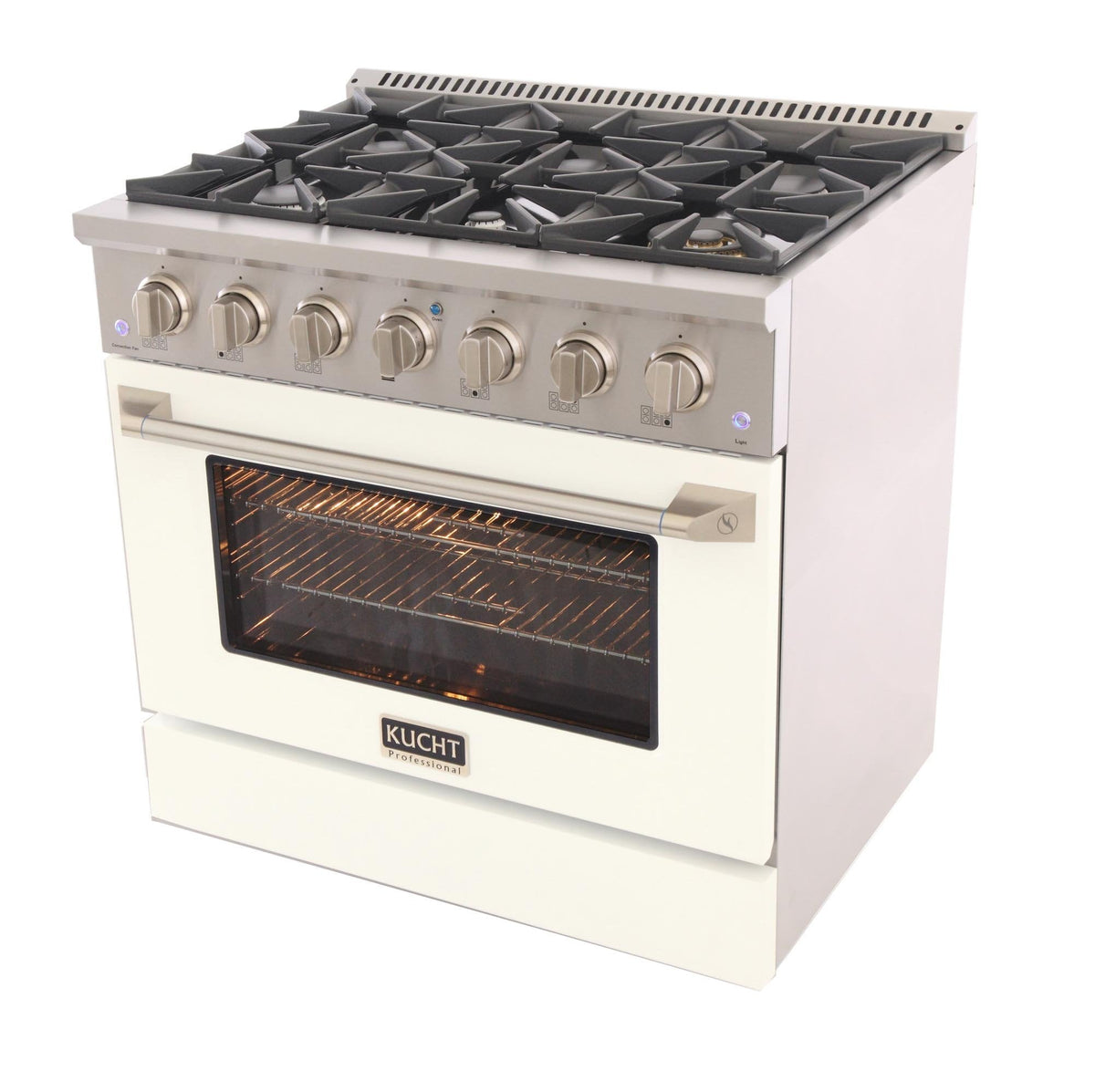 Kucht 36-Inch 5.2 Cu. Ft. Range - Sealed Burners and Convection Oven in White KNG361-W