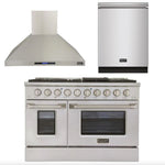 Kucht Professional 48 in. 6.7 cu ft. Natural Gas Range, Range Hood & Dishwasher Package, AP-KNG481-S-2