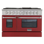 Kucht 48-Inch 6.7 Cu. Ft. Gas Range with Grill/Griddle in Red KNG481-R