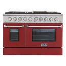 Kucht 48-Inch 6.7 Cu. Ft. Gas Range with Grill/Griddle in Red KNG481-R