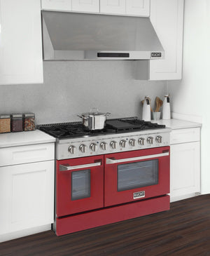 Kucht 48-Inch 6.7 Cu. Ft. Gas Range with Grill/Griddle in Red KNG481-R