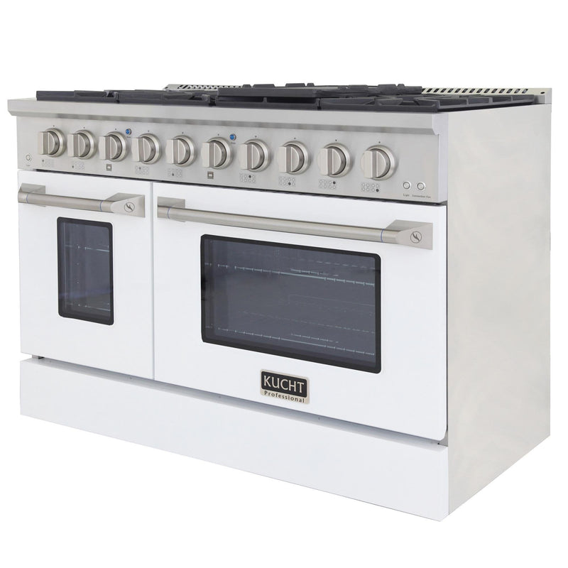 Kucht 48-Inch 6.7 Cu. Ft. Gas Range with Grill/Griddle in White KNG481-W