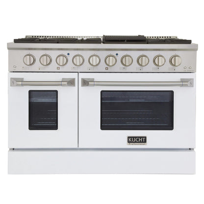 Kucht 48-Inch 6.7 Cu. Ft. Gas Range with Grill/Griddle in White KNG481-W