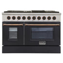Kucht Signature 48 In. 6.7 cu ft. Natural Gas/Propane Gas Range with White/Black Door and Gold/Rose Accents 