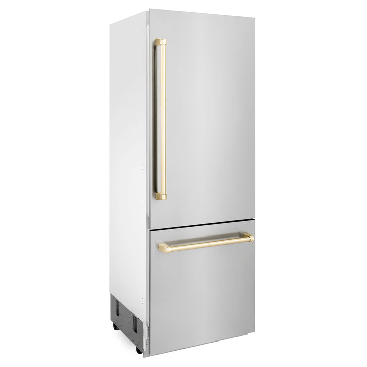 ZLINE 30" Autograph Edition 16.1 cu. ft. Built-in 2-Door Bottom Freezer Refrigerator with Internal Water and Ice Dispenser in Stainless Steel RBIVZ-304-30