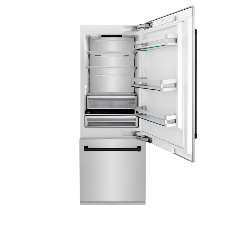 ZLINE 30" Autograph Edition 16.1 cu. ft. Built-in 2-Door Bottom Freezer Refrigerator with Internal Water and Ice Dispenser in Stainless Steel RBIVZ-304-30