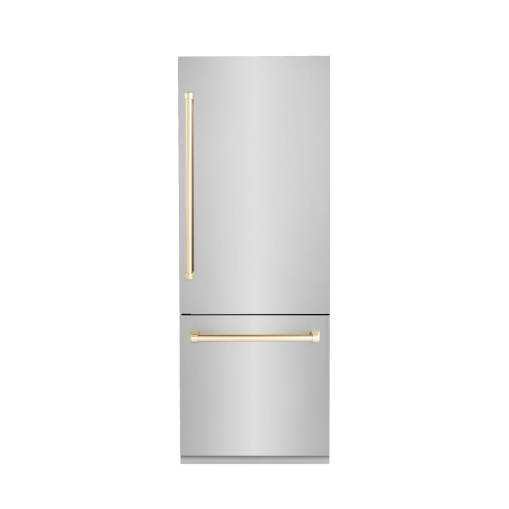 ZLINE 30" Autograph Edition 16.1 cu. ft. Built-in 2-Door Bottom Freezer Refrigerator with Internal Water and Ice Dispenser in Stainless Steel RBIVZ-304-30