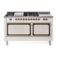 ILVE Nostalgie II Noblesse 60" Dual Fuel Freestanding Range with 7 Sealed Burners + Griddle + French Top with Solid Door - UN60FSQNMP - MyBBQDirect