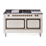 ILVE Nostalgie II Noblesse 60" Dual Fuel Freestanding Range with 7 Sealed Burners + Griddle + French Top with Solid Door - UN60FSQNMP - MyBBQDirect