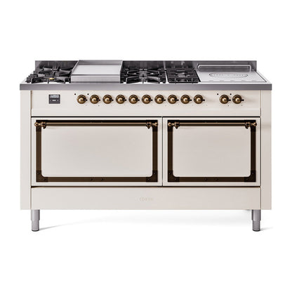 ILVE Nostalgie II Noblesse 60" Dual Fuel Freestanding Range with 7 Sealed Burners + Griddle + French Top with Solid Door - UN60FSQNMP - MyBBQDirect