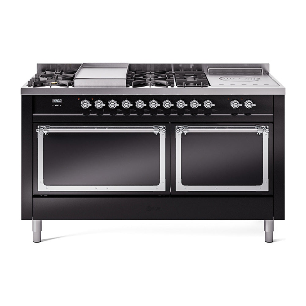 ILVE Nostalgie II Noblesse 60" Dual Fuel Freestanding Range with 7 Sealed Burners + Griddle + French Top with Solid Door - UN60FSQNMP - MyBBQDirect