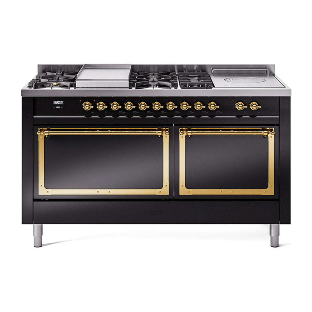 ILVE Nostalgie II Noblesse 60" Dual Fuel Freestanding Range with 7 Sealed Burners + Griddle + French Top with Solid Door - UN60FSQNMP - MyBBQDirect