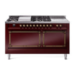 ILVE Nostalgie II Noblesse 60" Dual Fuel Freestanding Range with 7 Sealed Burners + Griddle + French Top with Solid Door - UN60FSQNMP - MyBBQDirect