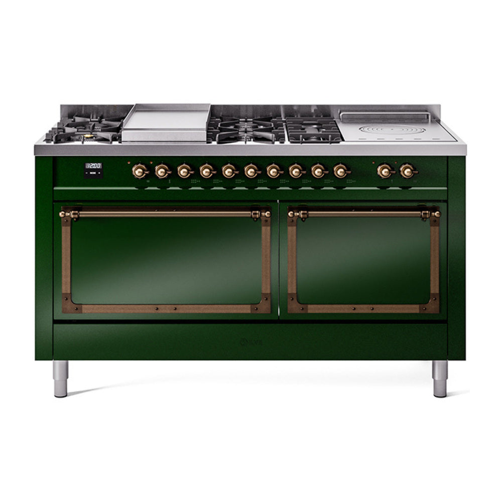 ILVE Nostalgie II Noblesse 60" Dual Fuel Freestanding Range with 7 Sealed Burners + Griddle + French Top with Solid Door - UN60FSQNMP - MyBBQDirect