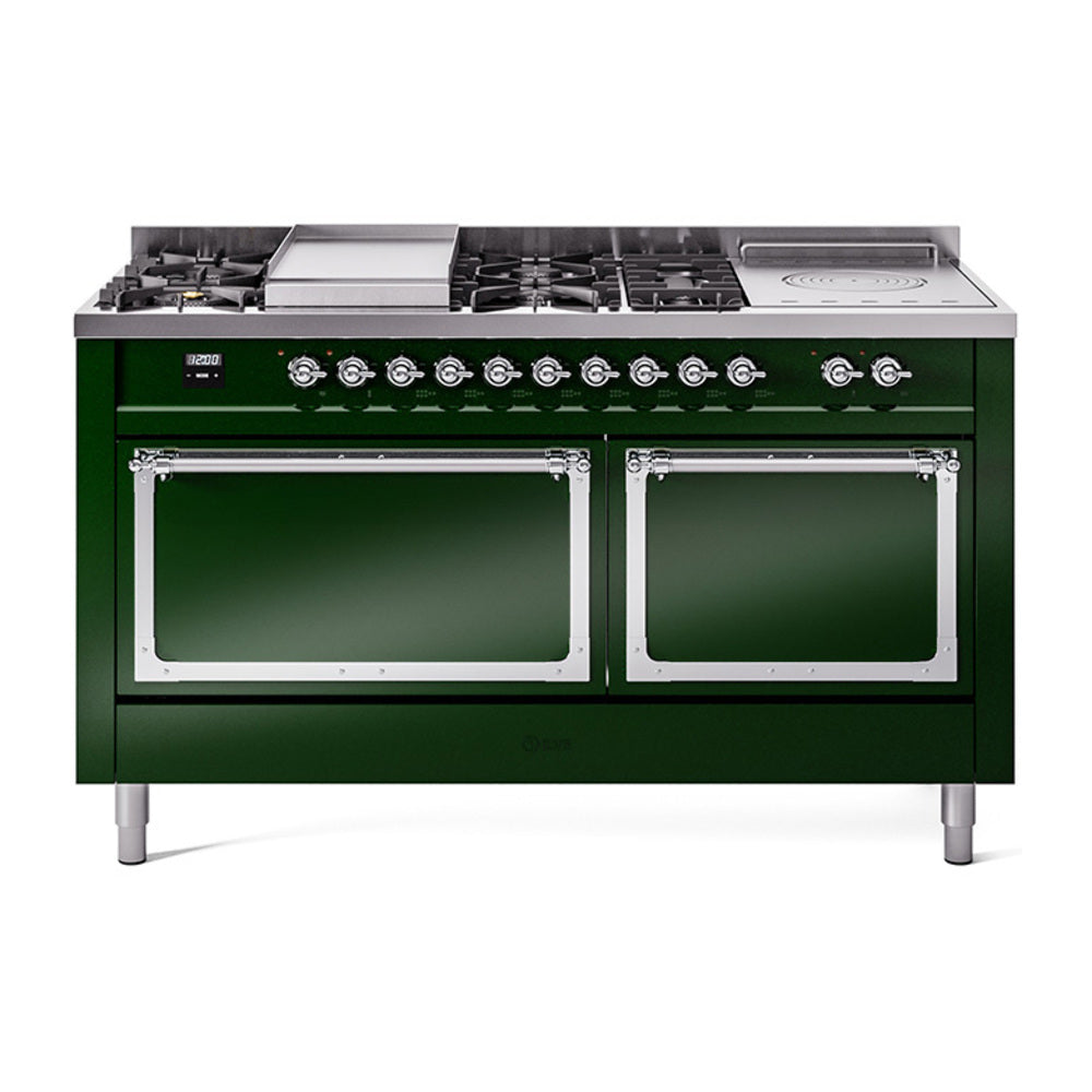 ILVE Nostalgie II Noblesse 60" Dual Fuel Freestanding Range with 7 Sealed Burners + Griddle + French Top with Solid Door - UN60FSQNMP - MyBBQDirect