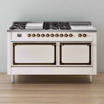ILVE Nostalgie II Noblesse 60" Dual Fuel Freestanding Range with 7 Sealed Burners + Griddle + French Top with Solid Door - UN60FSQNMP - MyBBQDirect
