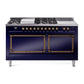 ILVE Nostalgie II Noblesse 60" Dual Fuel Freestanding Range with 7 Sealed Burners + Griddle + French Top with Solid Door - UN60FSQNMP - MyBBQDirect