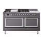ILVE Nostalgie II Noblesse 60" Dual Fuel Freestanding Range with 7 Sealed Burners + Griddle + French Top with Solid Door - UN60FSQNMP - MyBBQDirect
