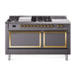 ILVE Nostalgie II Noblesse 60" Dual Fuel Freestanding Range with 7 Sealed Burners + Griddle + French Top with Solid Door - UN60FSQNMP - MyBBQDirect