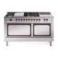 ILVE Nostalgie II Noblesse 60" Dual Fuel Freestanding Range with 7 Sealed Burners + Griddle + French Top with Solid Door - UN60FSQNMP - MyBBQDirect