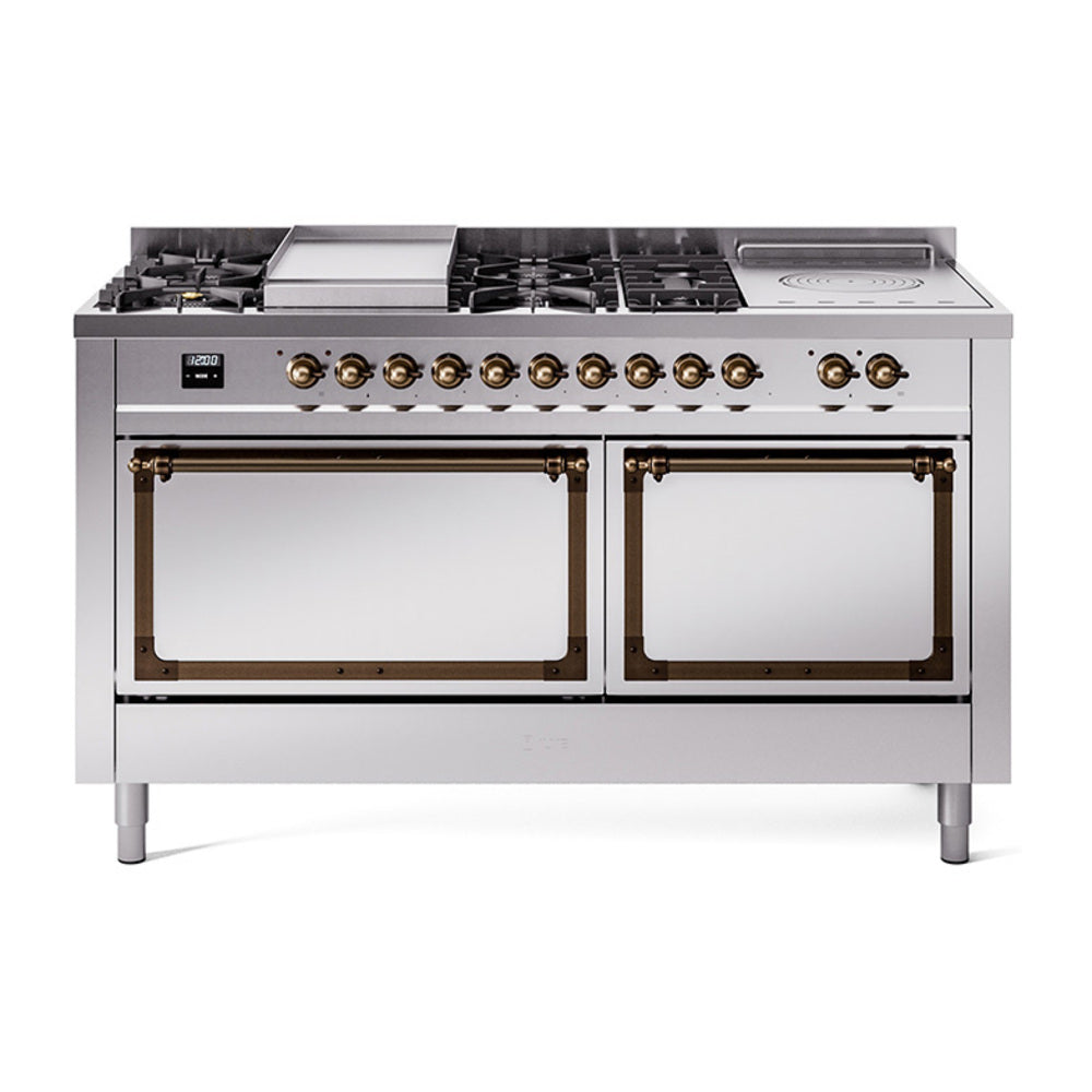 ILVE Nostalgie II Noblesse 60" Dual Fuel Freestanding Range with 7 Sealed Burners + Griddle + French Top with Solid Door - UN60FSQNMP - MyBBQDirect